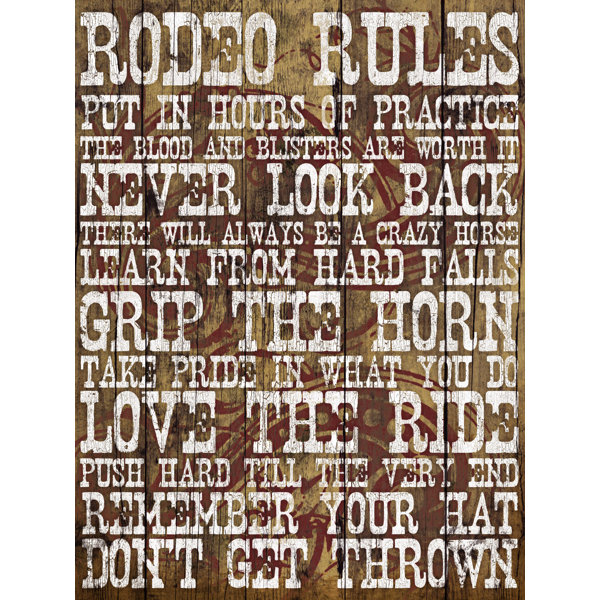 Trinx Rodeo Rules On Canvas Print Wayfair